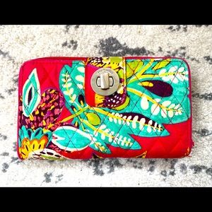 Vera Bradley red flower wallet purse